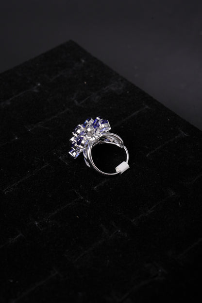 Sapphire Floral Cluster Natural Diamond Ladies Ring - RLA2246