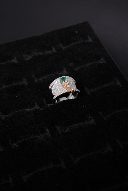 Opulent Emerald Accented Natural Diamond Ladies Ring - RLA2562