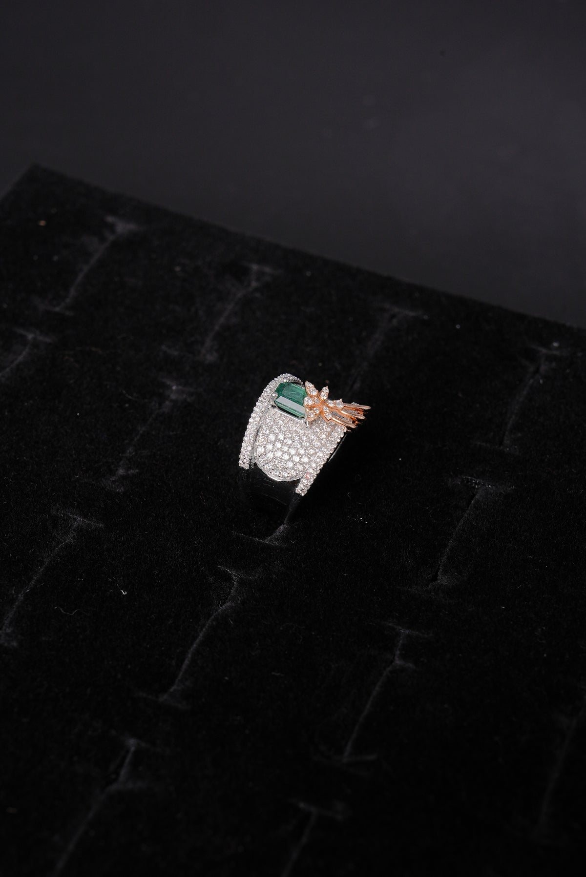 Opulent Emerald Accented Natural Diamond Ladies Ring - RLA2562
