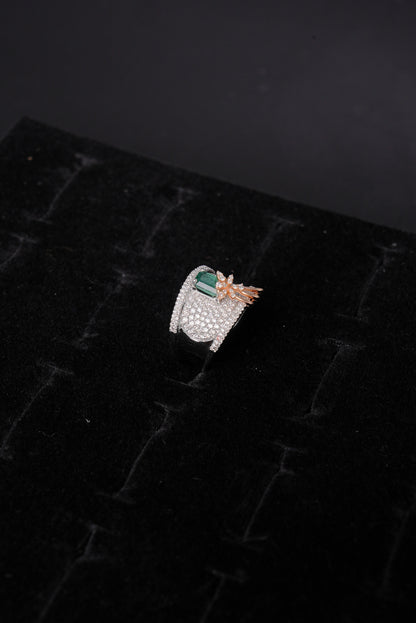 Opulent Emerald Accented Natural Diamond Ladies Ring - RLA2562