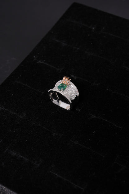 Opulent Emerald Accented Natural Diamond Ladies Ring - RLA2562