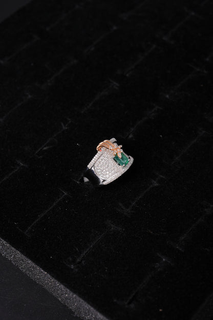 Opulent Emerald Accented Natural Diamond Ladies Ring - RLA2562