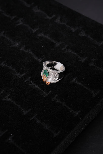 Opulent Emerald Accented Natural Diamond Ladies Ring - RLA2562