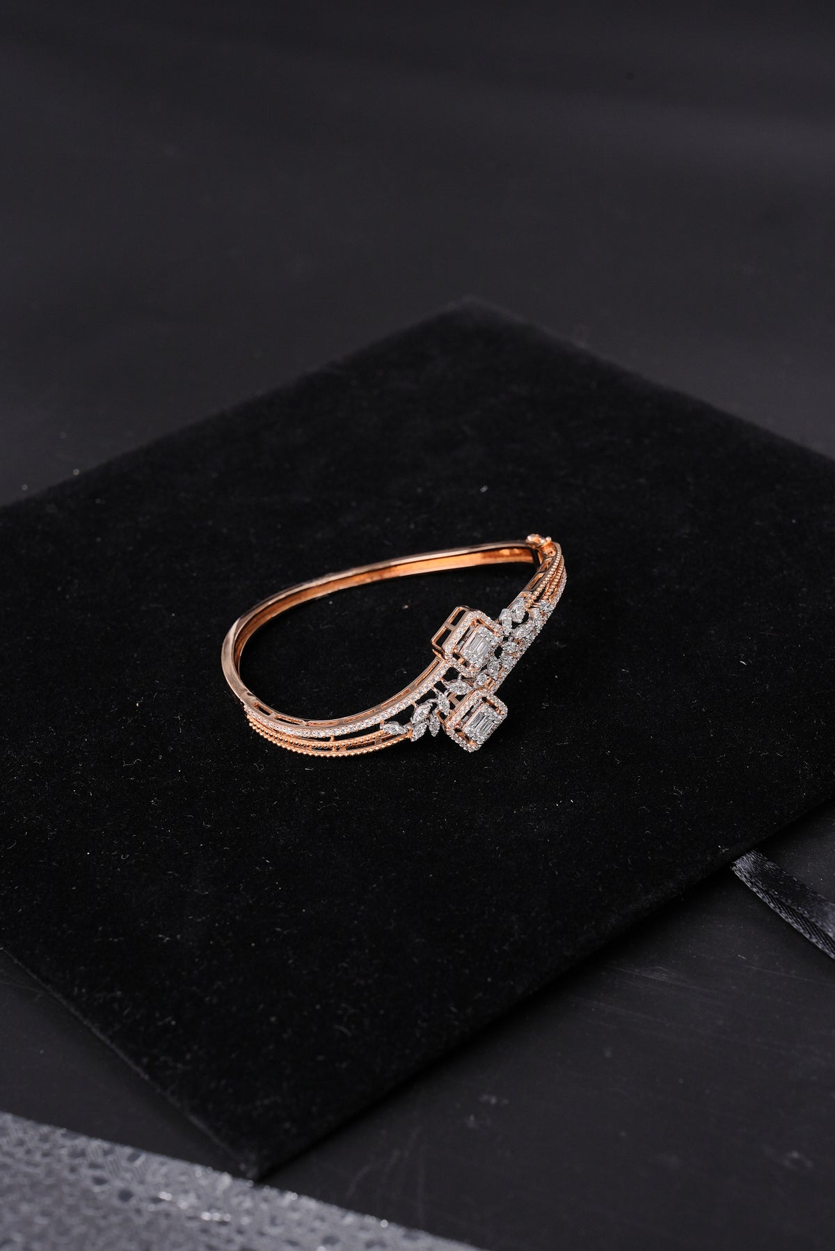 Opulent Sculpted Natural Diamond Half Bracelet - BHA1320