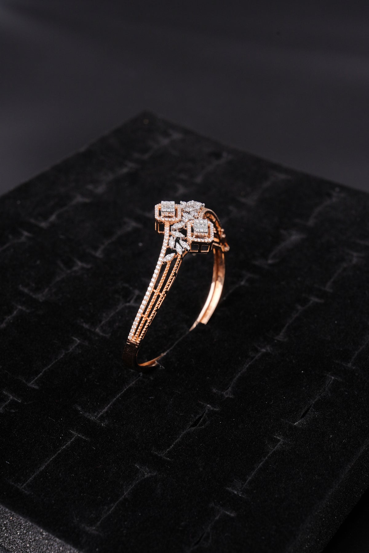 Opulent Sculpted Natural Diamond Half Bracelet - BHA1320