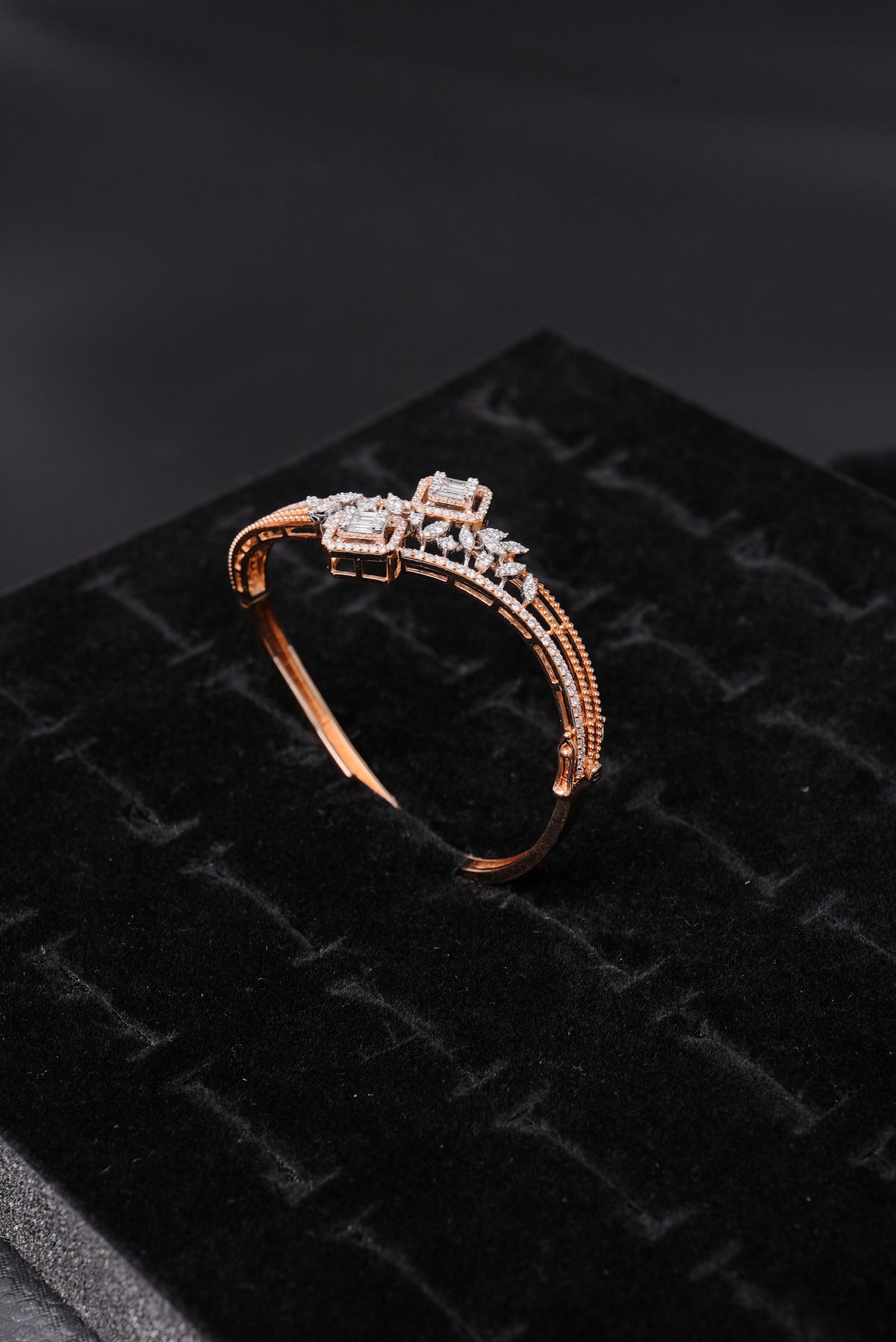 Opulent Sculpted Natural Diamond Half Bracelet - BHA1320