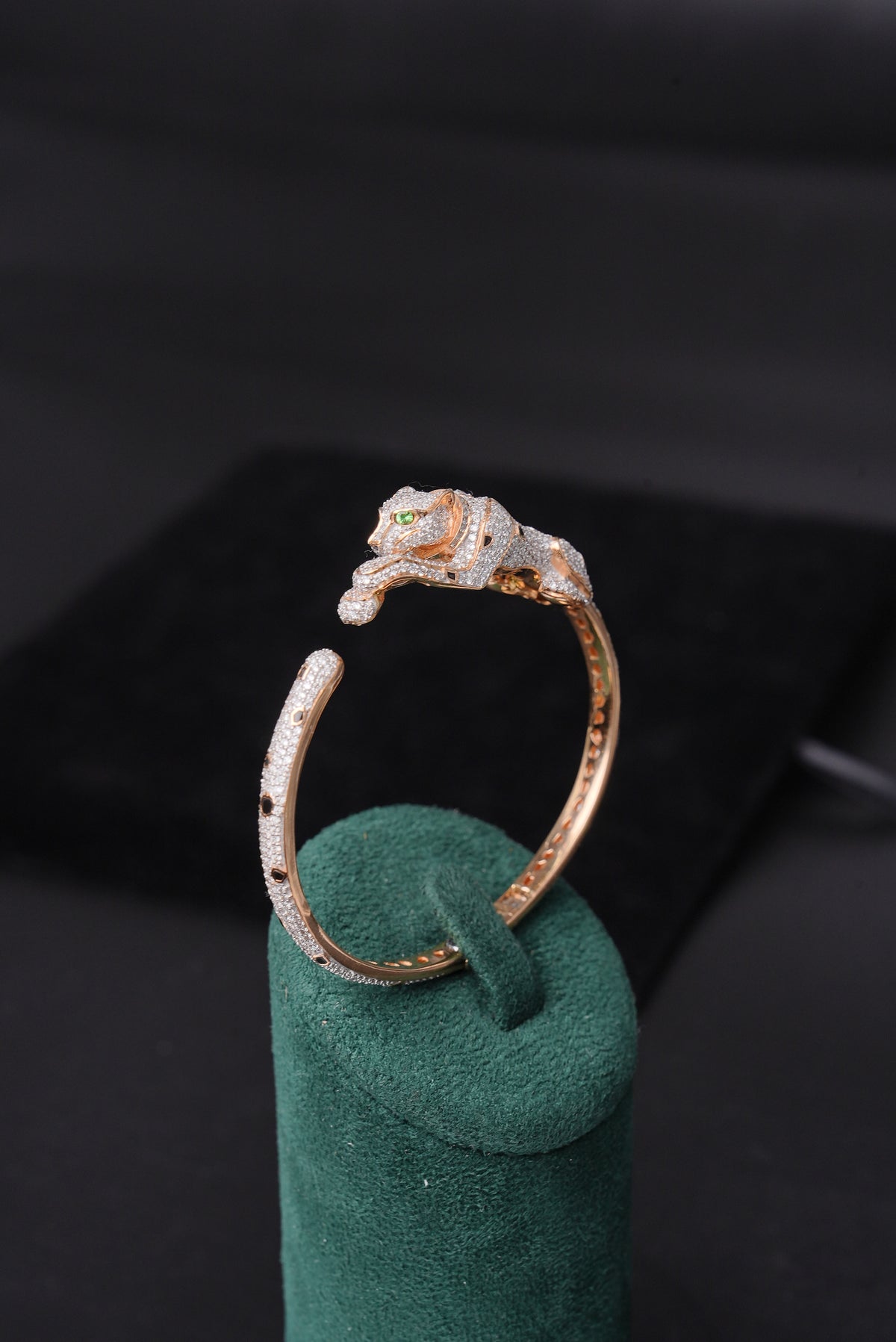 Panther Diamond 18K Gold Half Bracelet - ZBH299