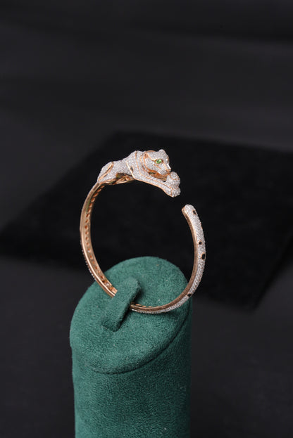 Panther Diamond 18K Gold Half Bracelet - ZBH299