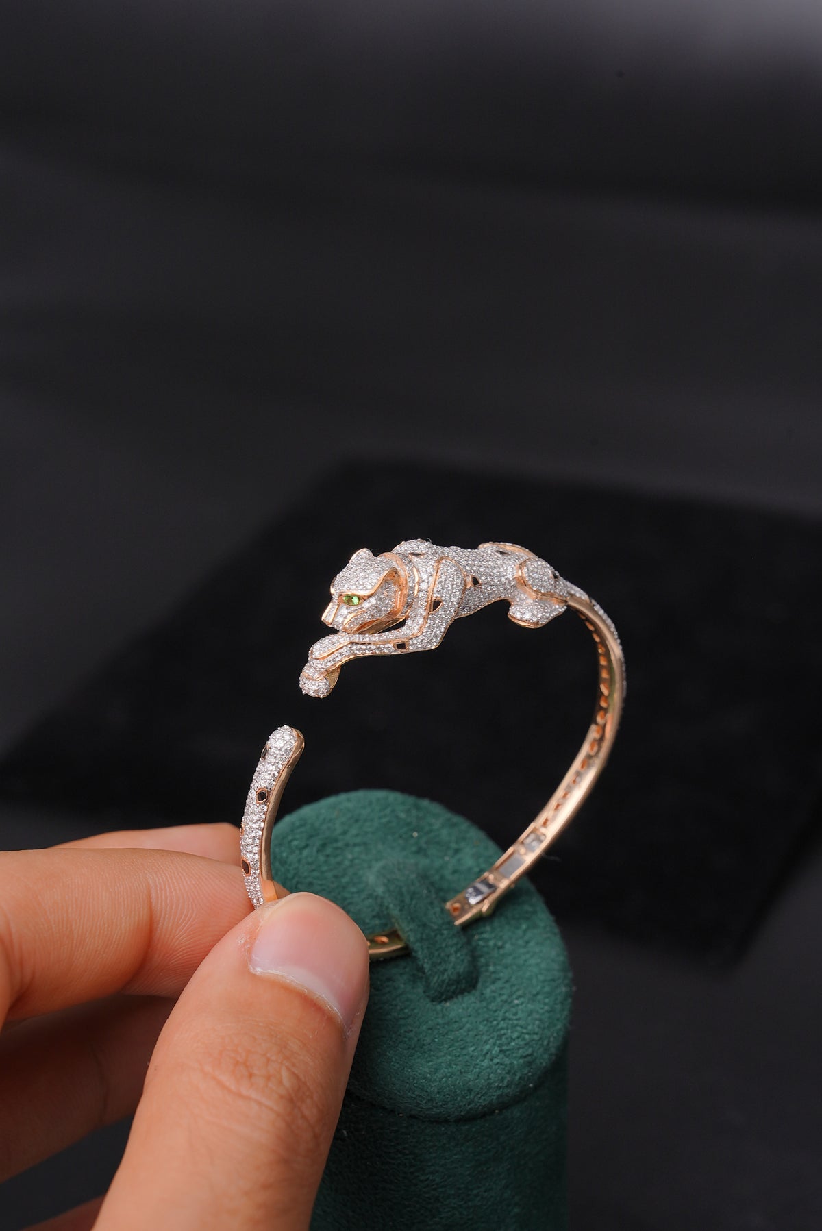 Panther Diamond 18K Gold Half Bracelet - ZBH299