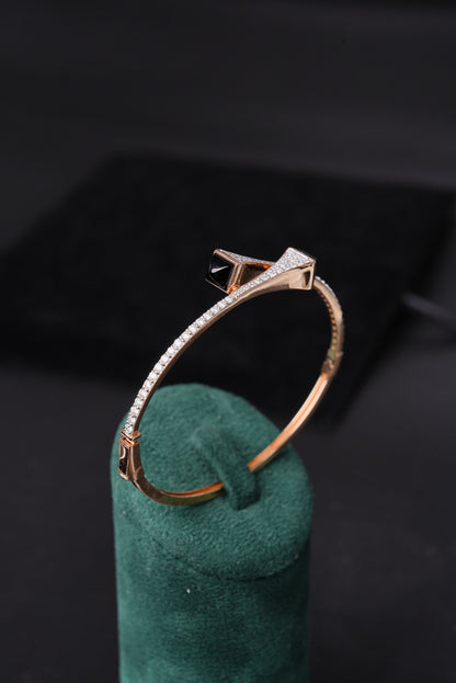 Bespoke Onyx Accented Natural Diamond Half Bracelet - ZBH319