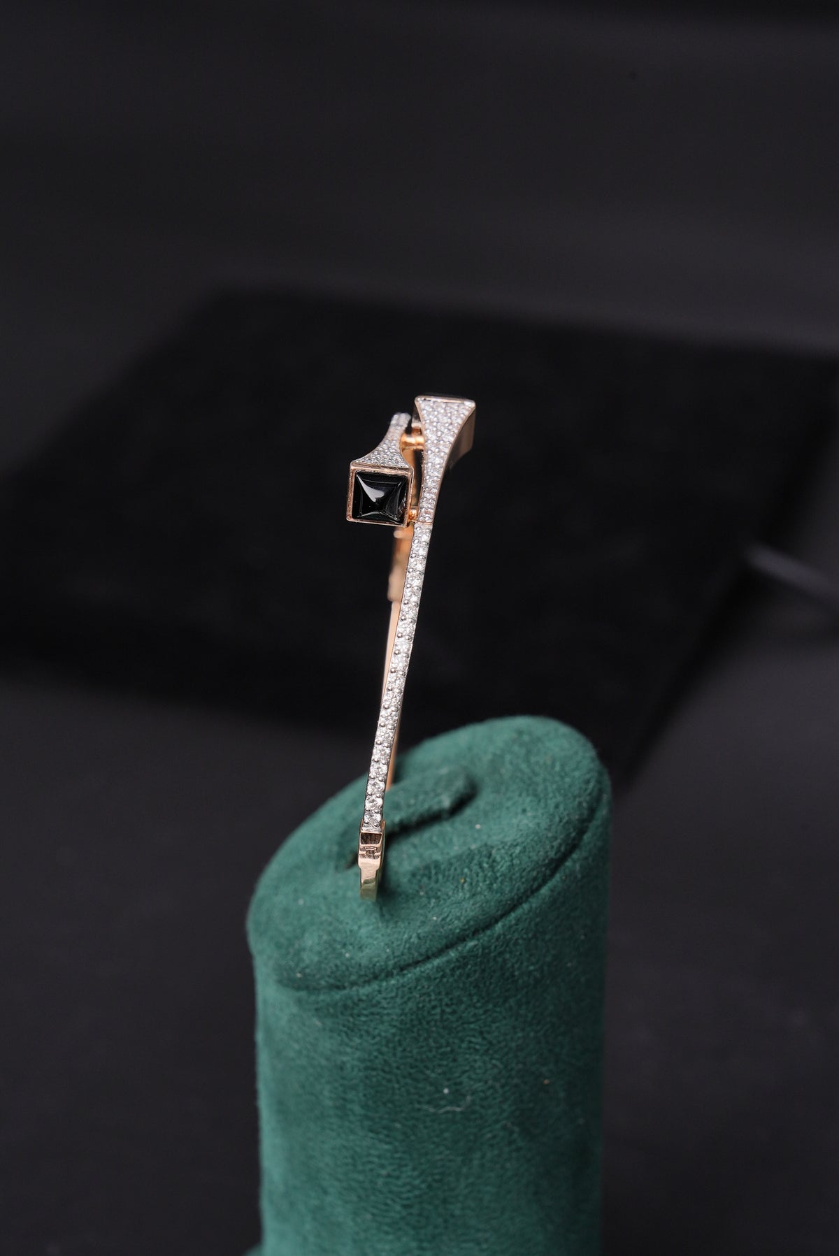 Bespoke Onyx Accented Natural Diamond Half Bracelet - ZBH319