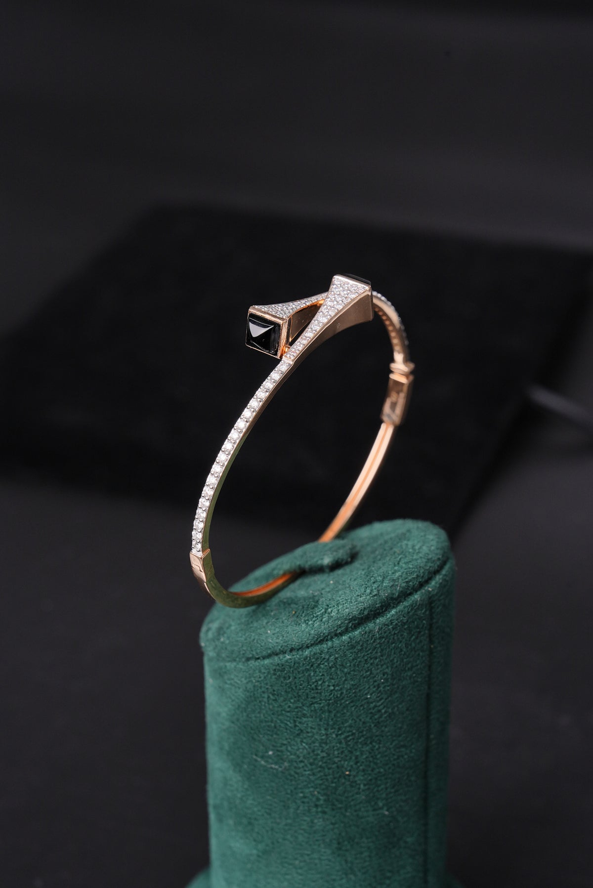 Bespoke Onyx Accented Natural Diamond Half Bracelet - ZBH319