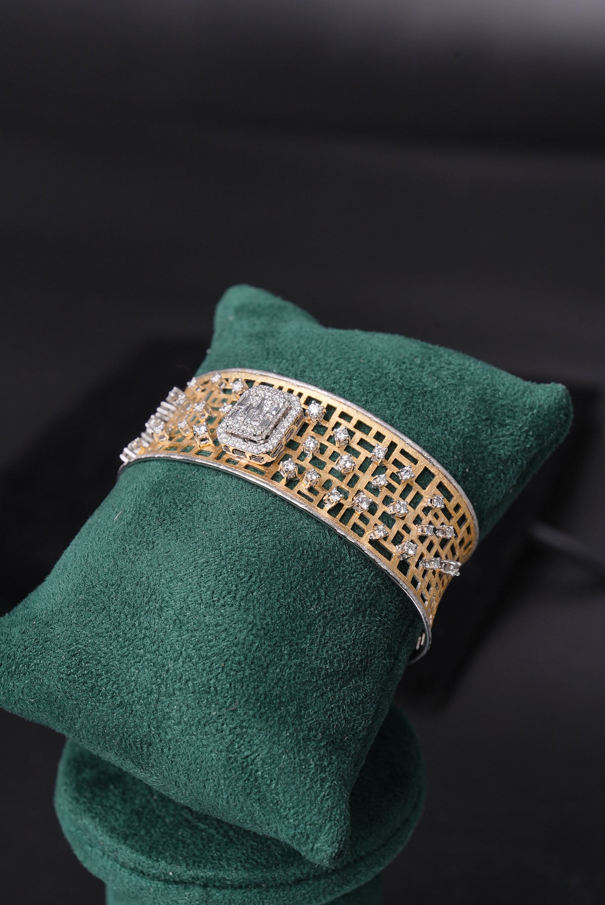Gilded Lattice Natural Diamond Half Bracelet - ZBH343