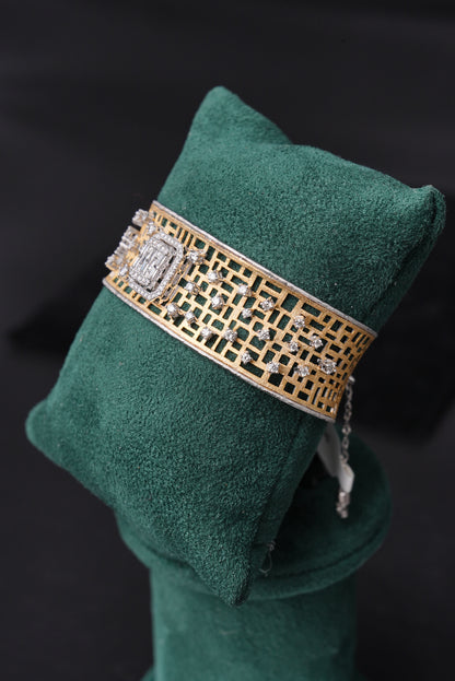Gilded Lattice Natural Diamond Half Bracelet - ZBH343