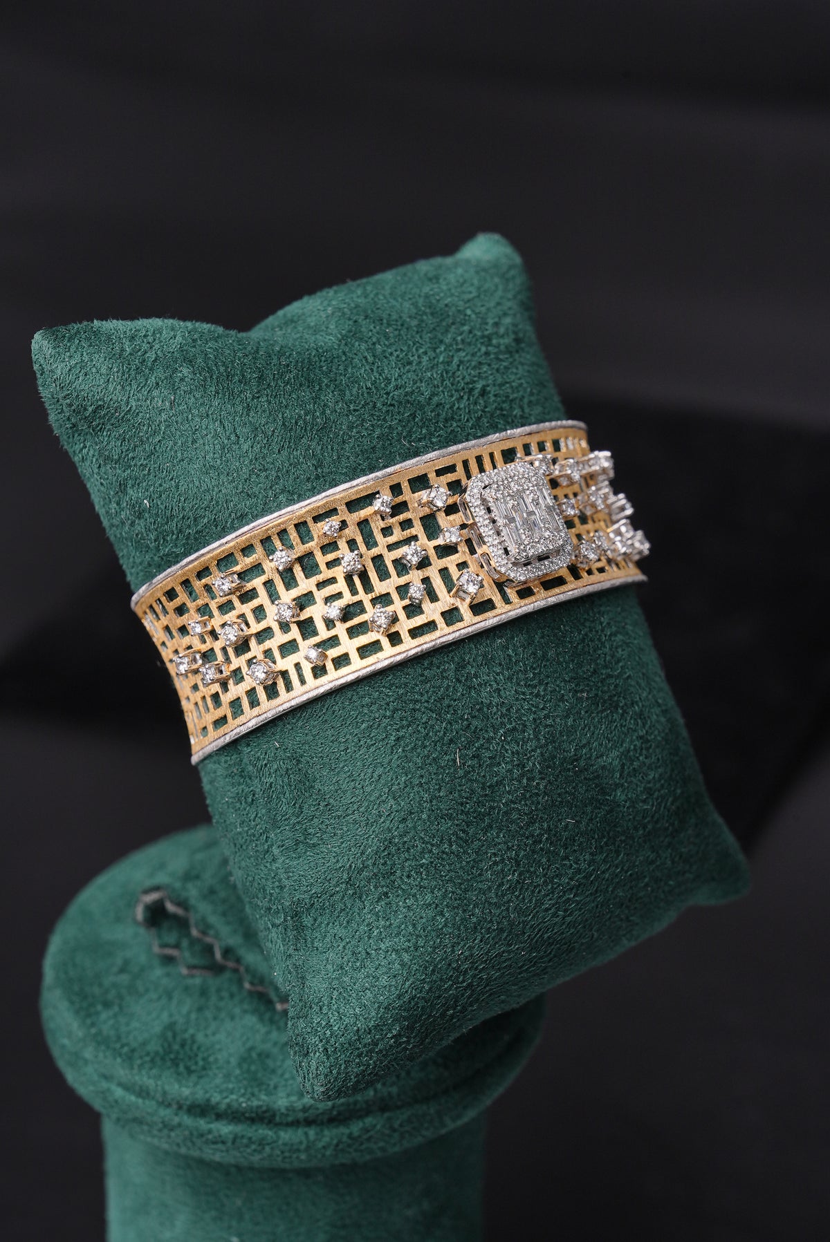 Gilded Lattice Natural Diamond Half Bracelet - ZBH343