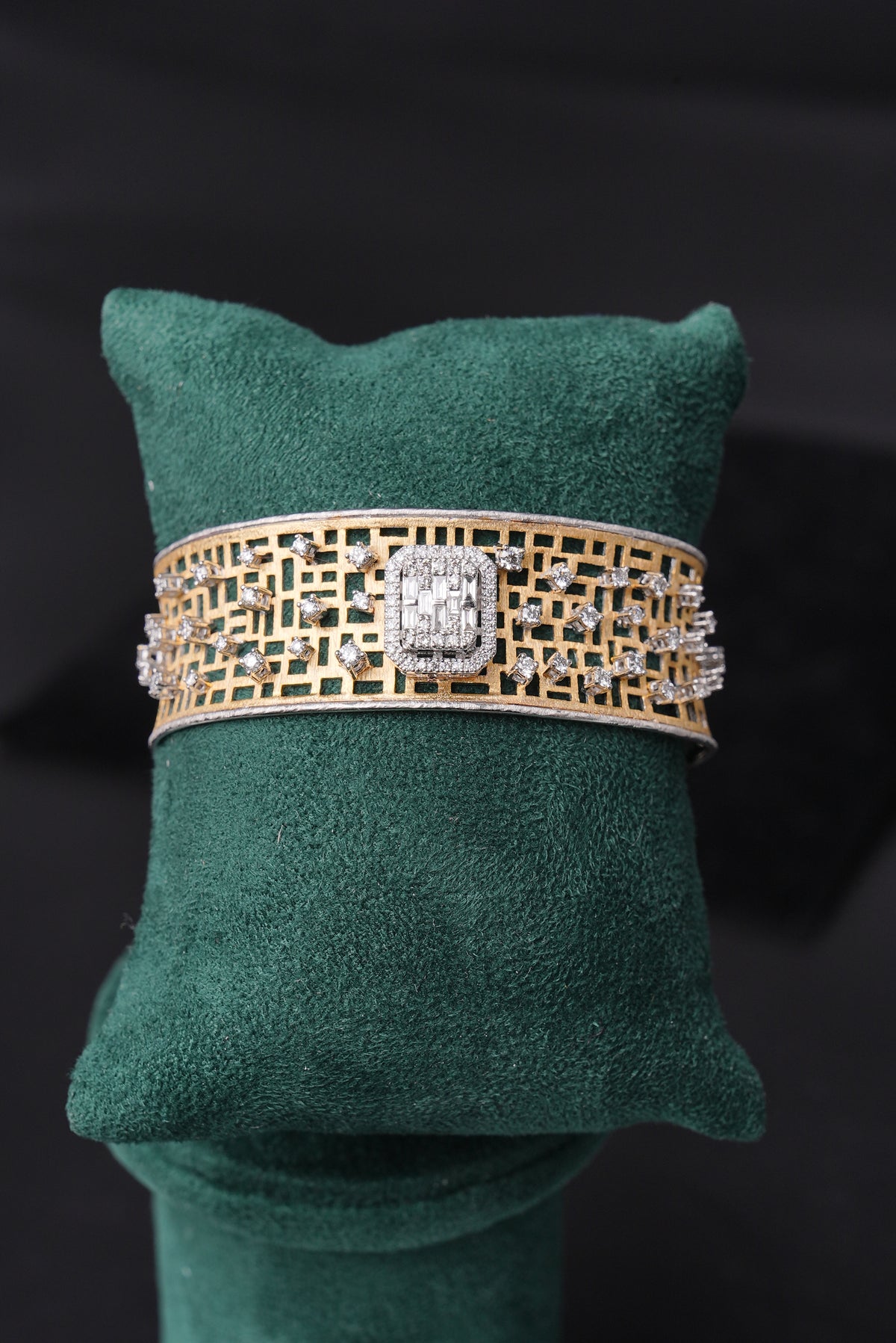 Gilded Lattice Natural Diamond Half Bracelet - ZBH343